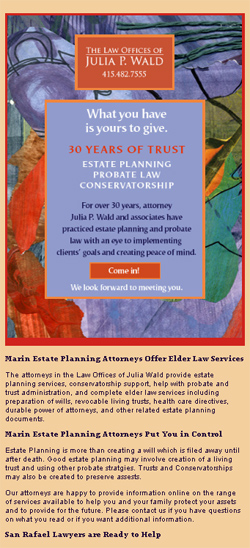 Marin Estate Planning Attorneys at the Law Offices of Julia Wald